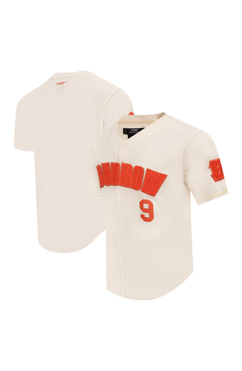 PRO STANDARD Men's Pro Standard Joe Burrow Cream Cincinnati Bengals Name & Number Triple Tonal Button-Up Baseball Jersey, Alternate, color, Cream