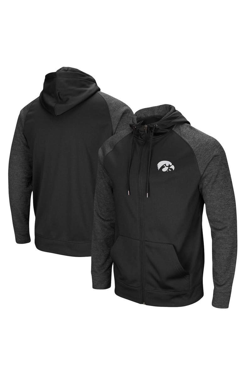 COLOSSEUM Men's Colosseum Black Iowa Hawkeyes Big & Tall Blackout Raglan Full-Zip Hoodie, Alternate, color, Black