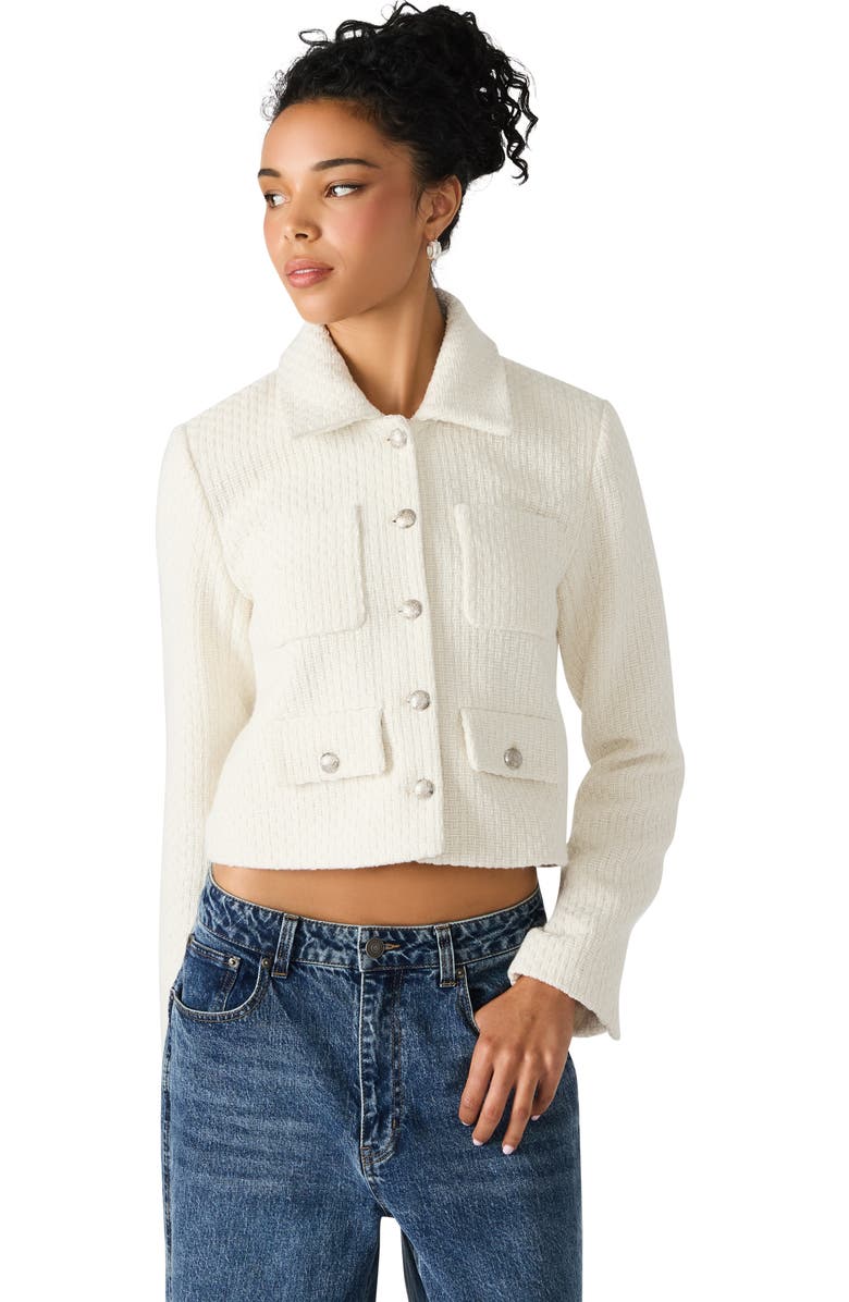 Steve Madden Alise Crop Knit Jacket, Alternate, color, Ivory
