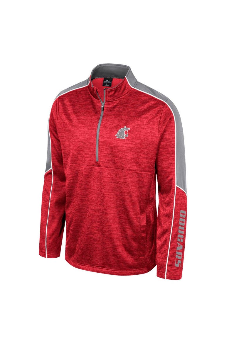 Men's Colosseum Cardinal Washington State Cougars Marled Half-Zip Jacket, Alternate, color, Cardinal