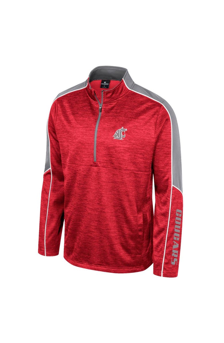 COLOSSEUM Men's Colosseum Cardinal Washington State Cougars Marled Half-Zip Jacket, Alternate, color, Cardinal