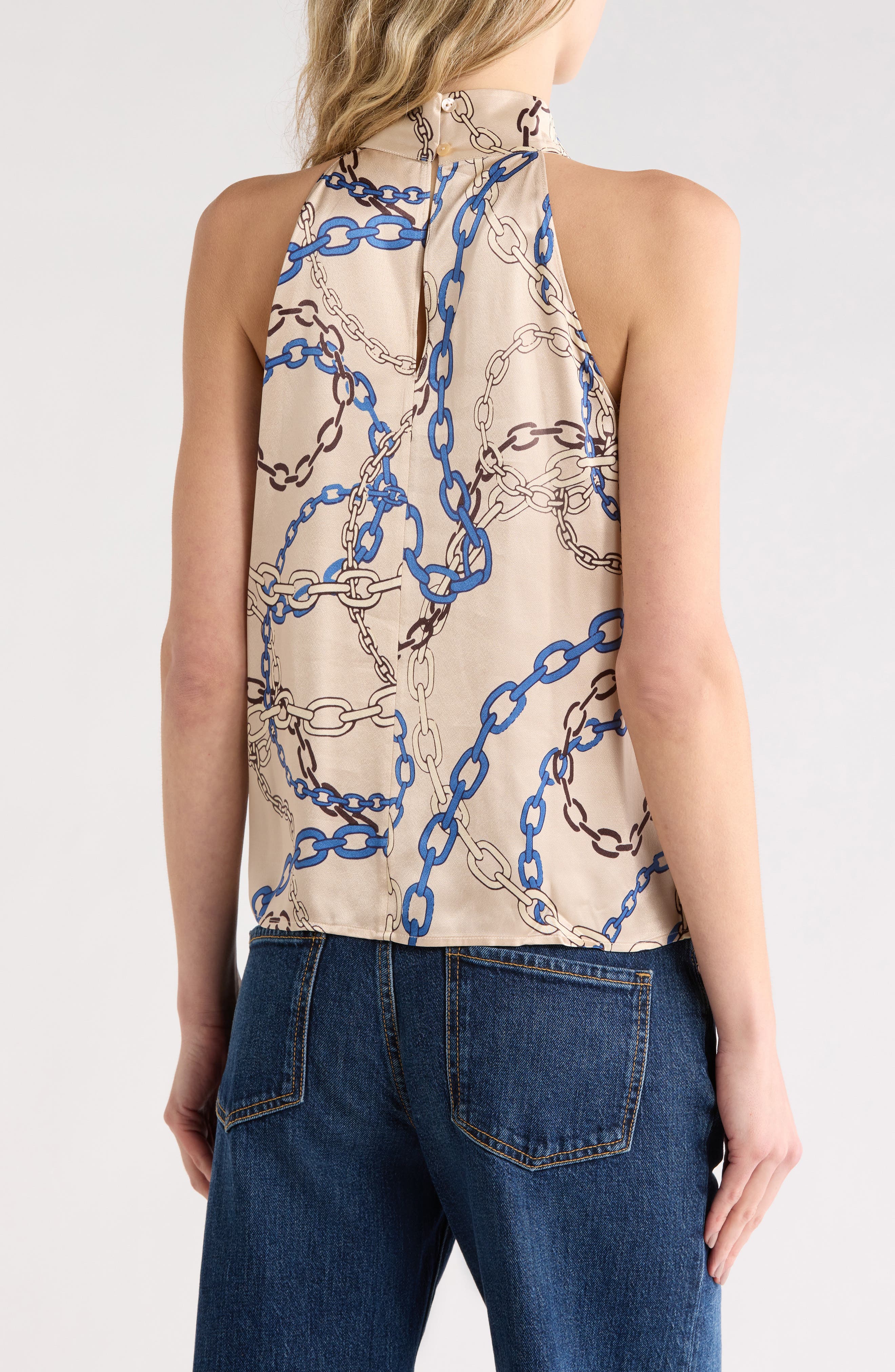 Leah Print Satin Halter Top - image 2
