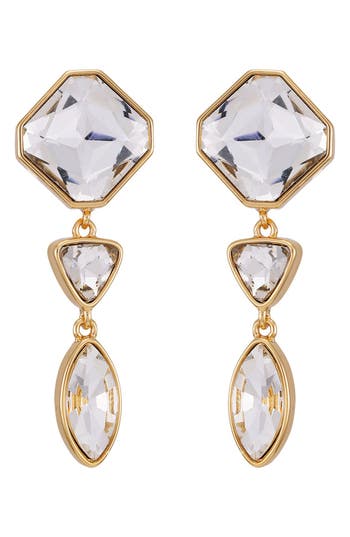 GUESS GUESS CRYSTAL LINEAR DROP EARRINGS 