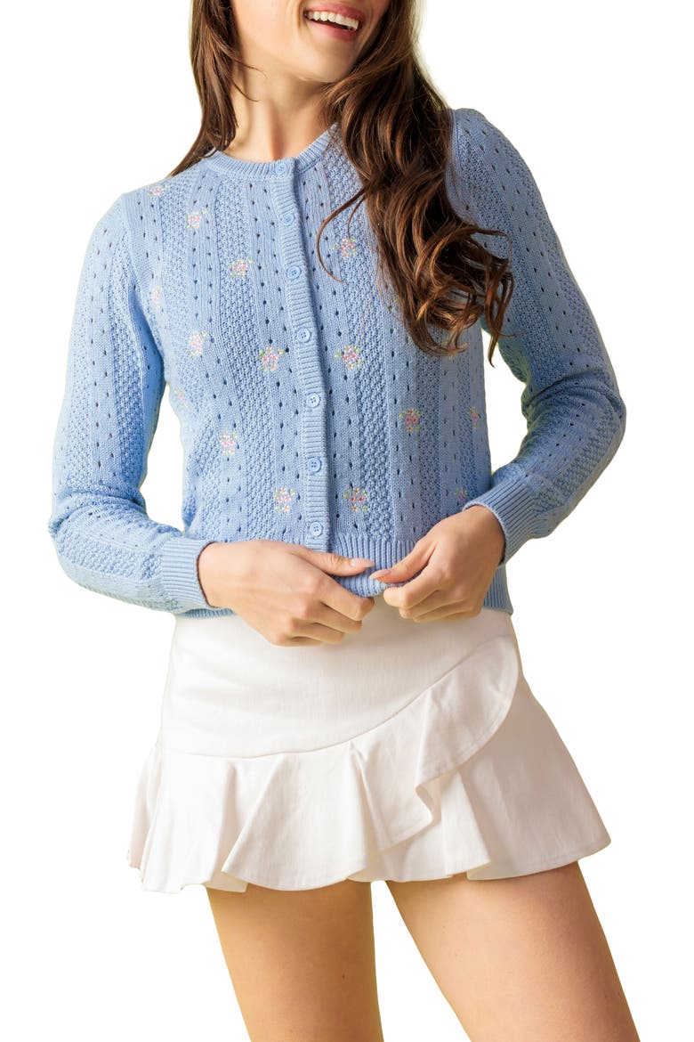 Knit Cami & Cardigan Set, Main, color, POWDER BLUE