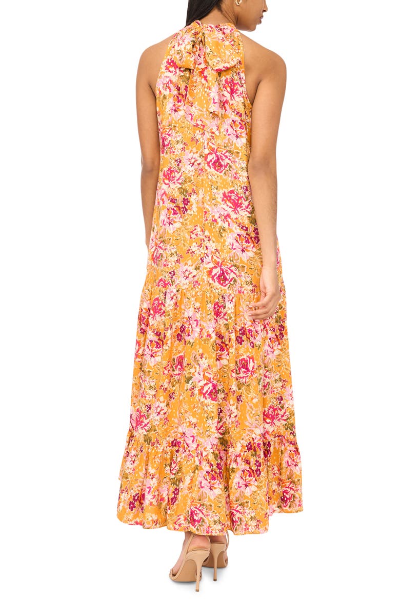 Tiered Maxi Halter Dress, Alternate, color, HOT PINK