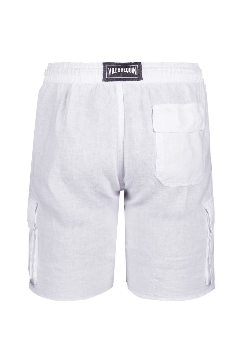 Men's Linen Bermuda Cargo Pockets Shorts, Alternate, color, BLANC