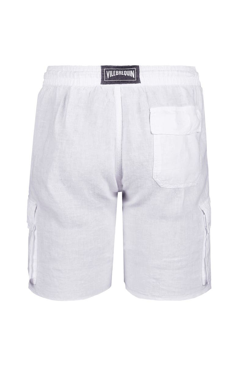 Vilebrequin Men's Linen Bermuda Cargo Pockets Shorts, Alternate, color, Blanc