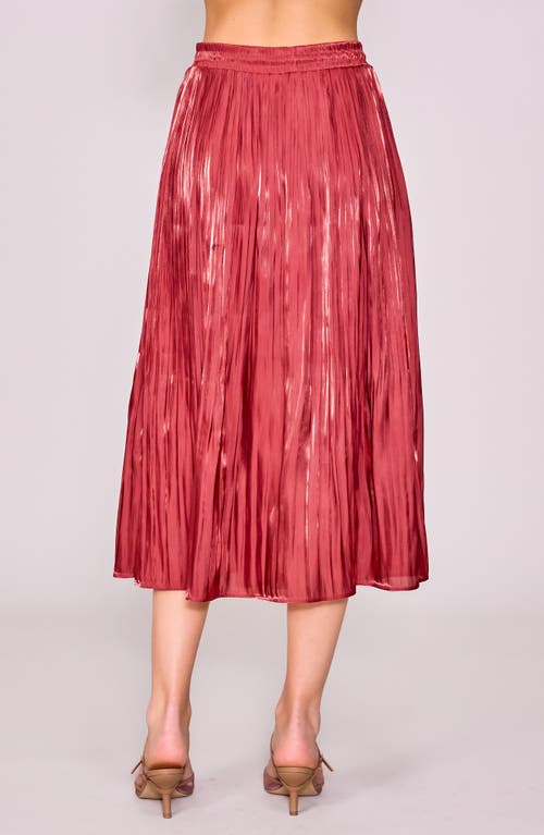 Melloday Metallic Release Pleat Skirt In Red