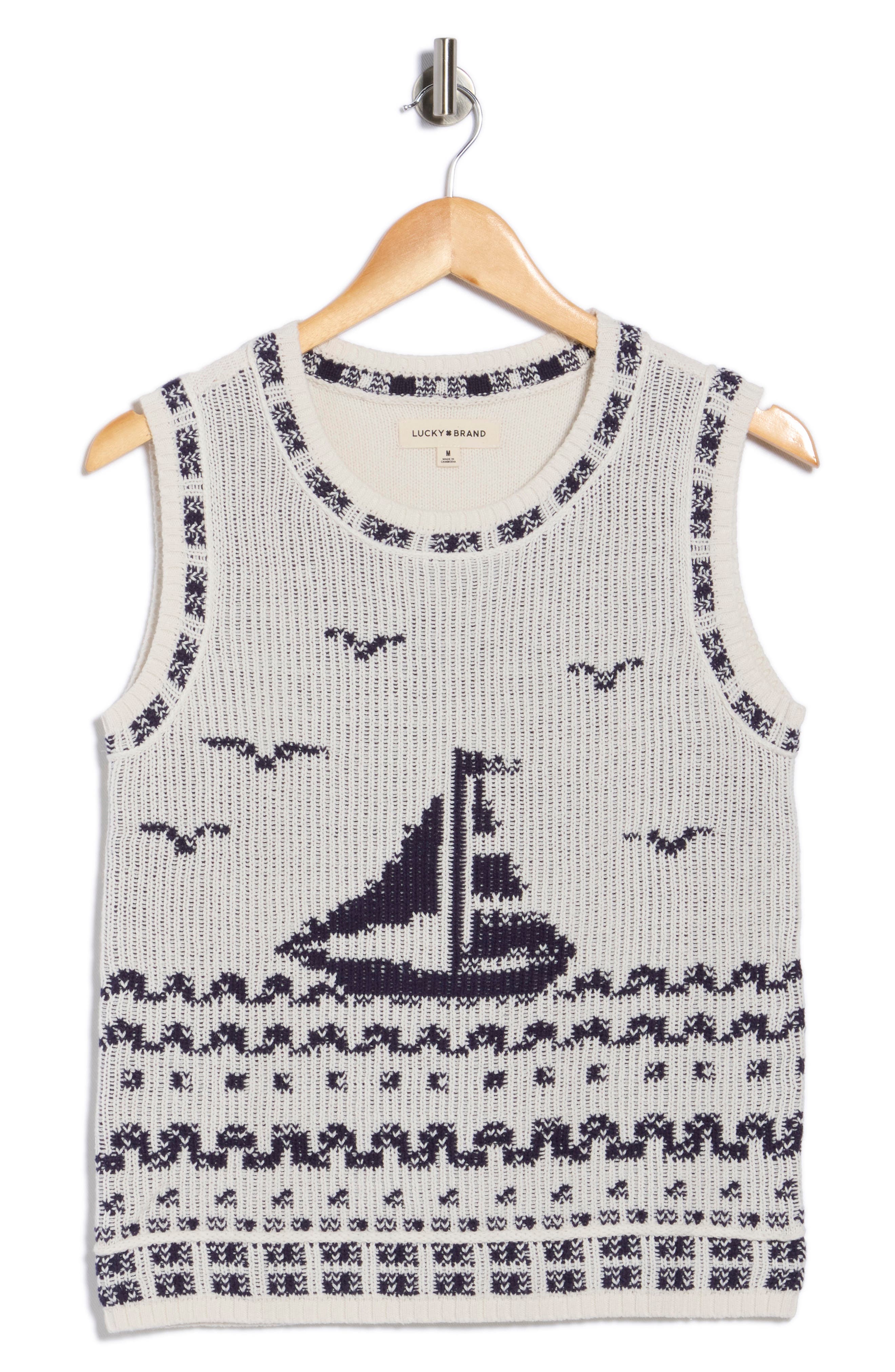 Lucky Brand Sailboat Cotton Blend Sweater Tank