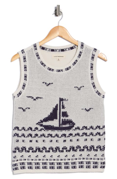 Sailboat Cotton Blend Sweater Tank