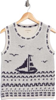Lucky Brand Sailboat Cotton Blend Sweater Tank