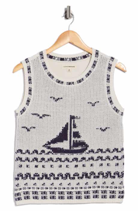 Lucky Brand Sailboat Cotton Blend Sweater Tank