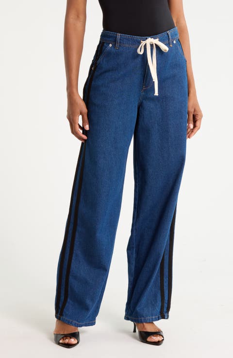 Side Stripe Wide Leg Jeans