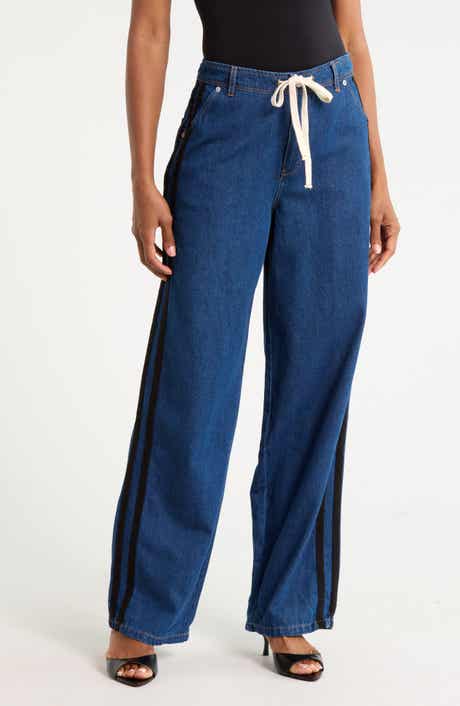Side Stripe Wide Leg Jeans