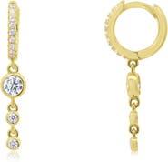 The Lovery Fine Jewelry CZ Bezel Dangle Huggie Hoop Earrings