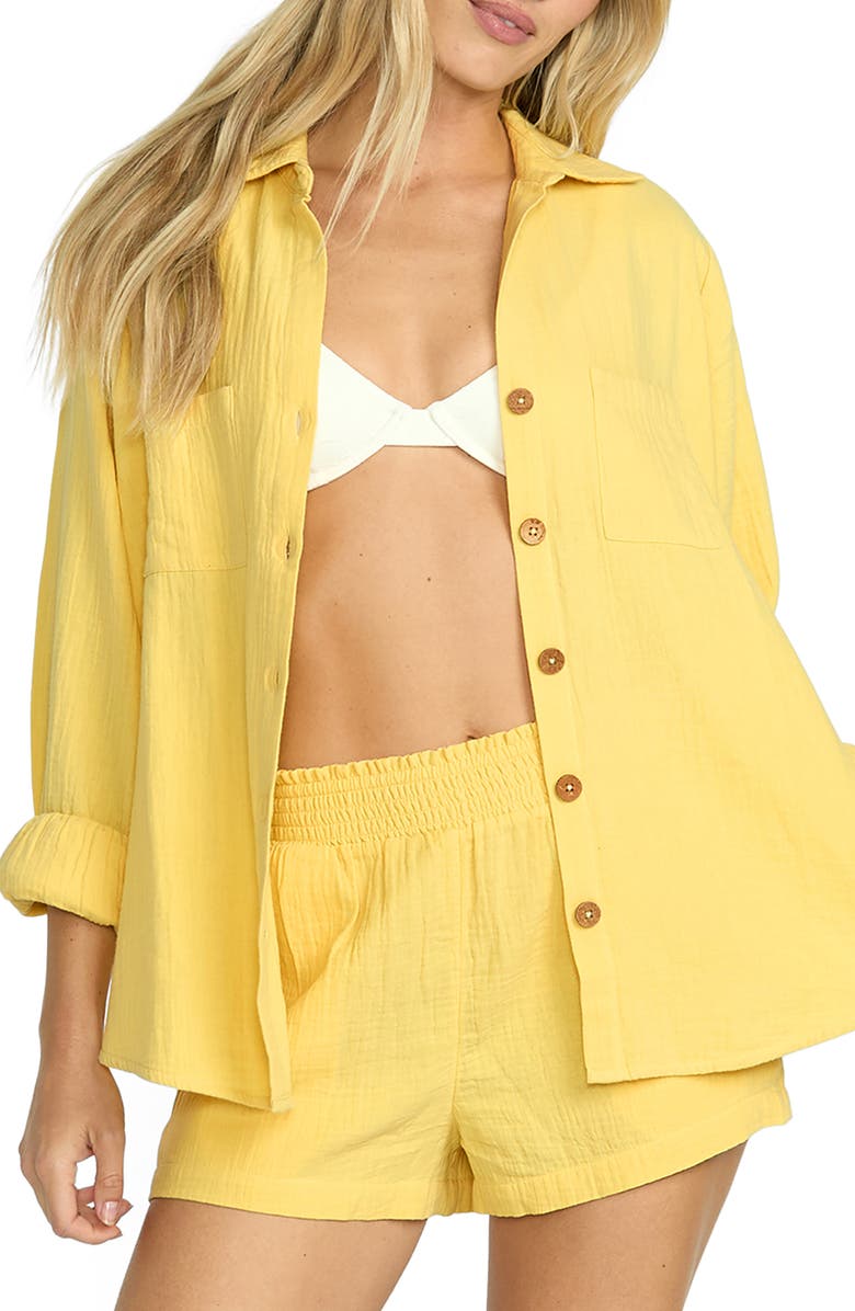 Billabong Swell Gauze Button-Up Shirt, Main, color, Fresh Squeezed