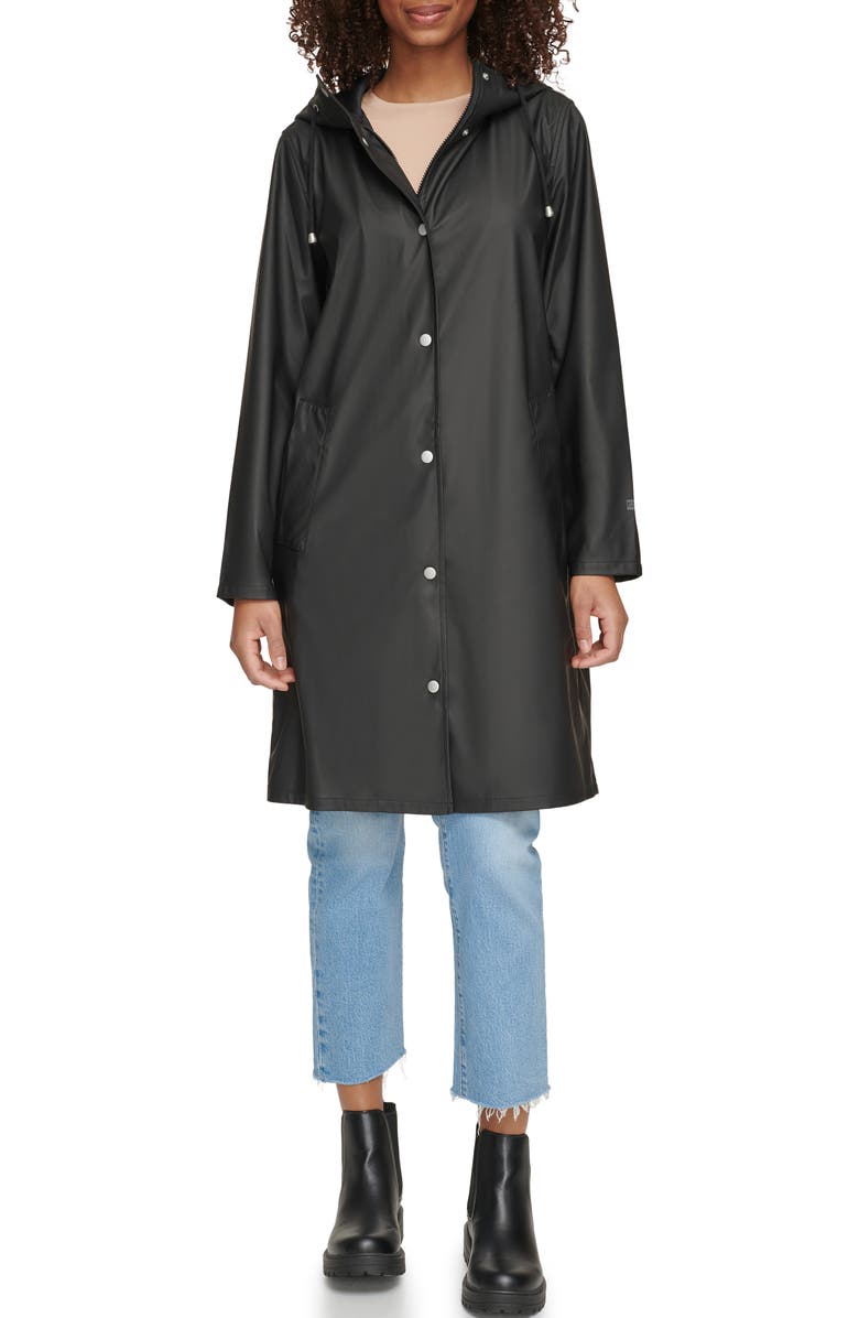 Levi's<sup>®</sup> Water Resistant Hooded Long Rain Jacket, Main, color, 
