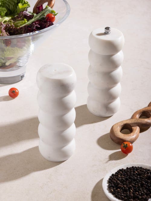 Gauri Kohli Quinto Marble Salt & Pepper Set In White