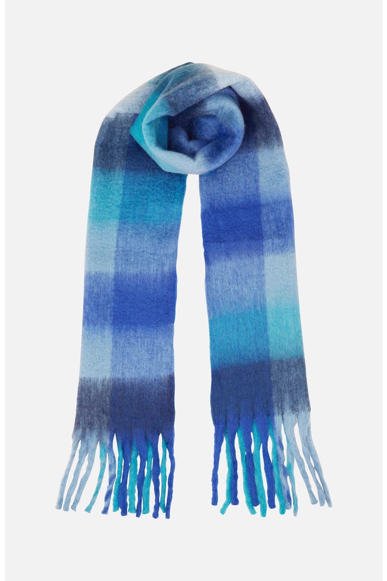 Check Soft Tassel Scarf, Alternate, color, Blue