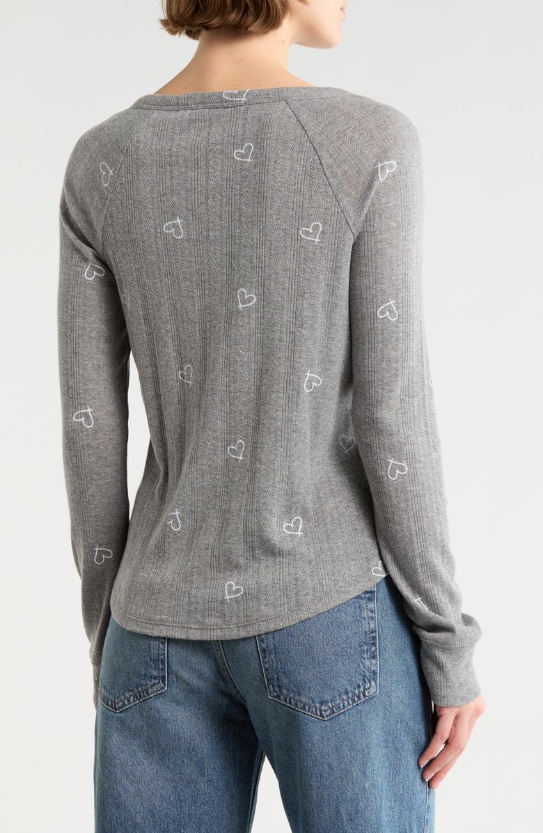 Lucky Brand Heart Print Pointelle Henley, Alternate, color, Heather Gray Multi