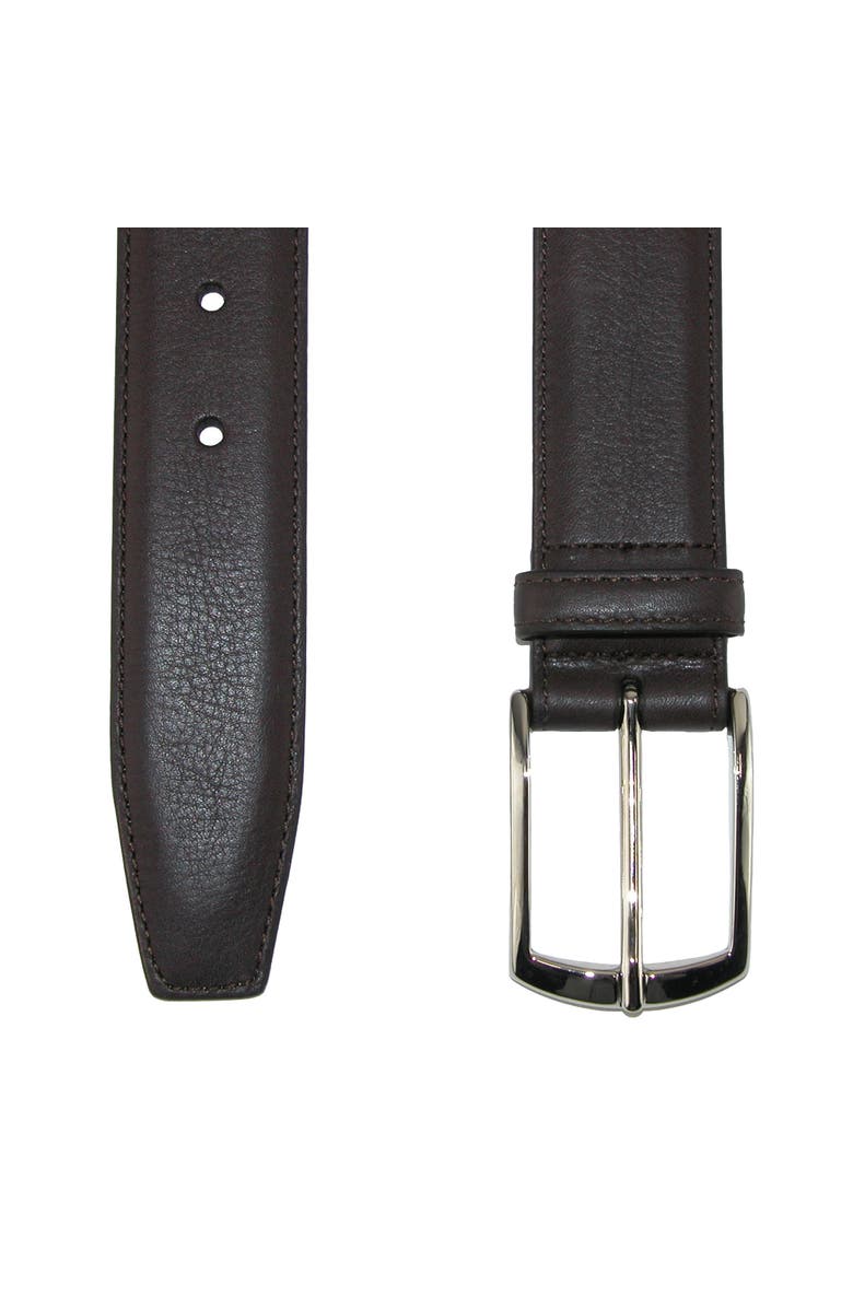 CrookhornDavis Men's Borgo Boxcalf Dress Belt with Solid Brass Buckle, Alternate, color, Dark Brown