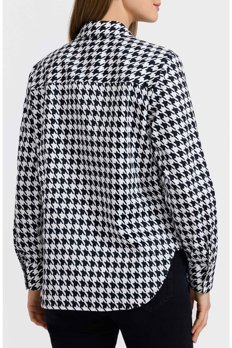 Meghan Houndstooth Cotton Button-Up Shirt, Alternate, color, BLACK/ WHITE