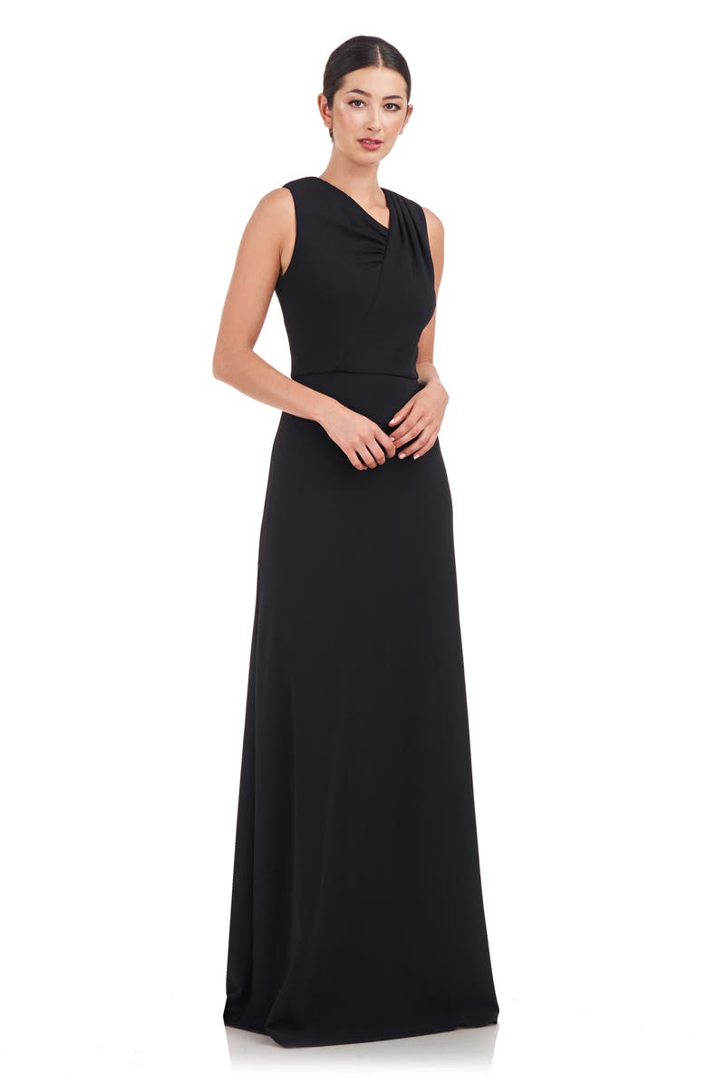 JS Collections Marcelle Asymmetric Neck Scuba Crepe A-Line Gown, Alternate, color, 