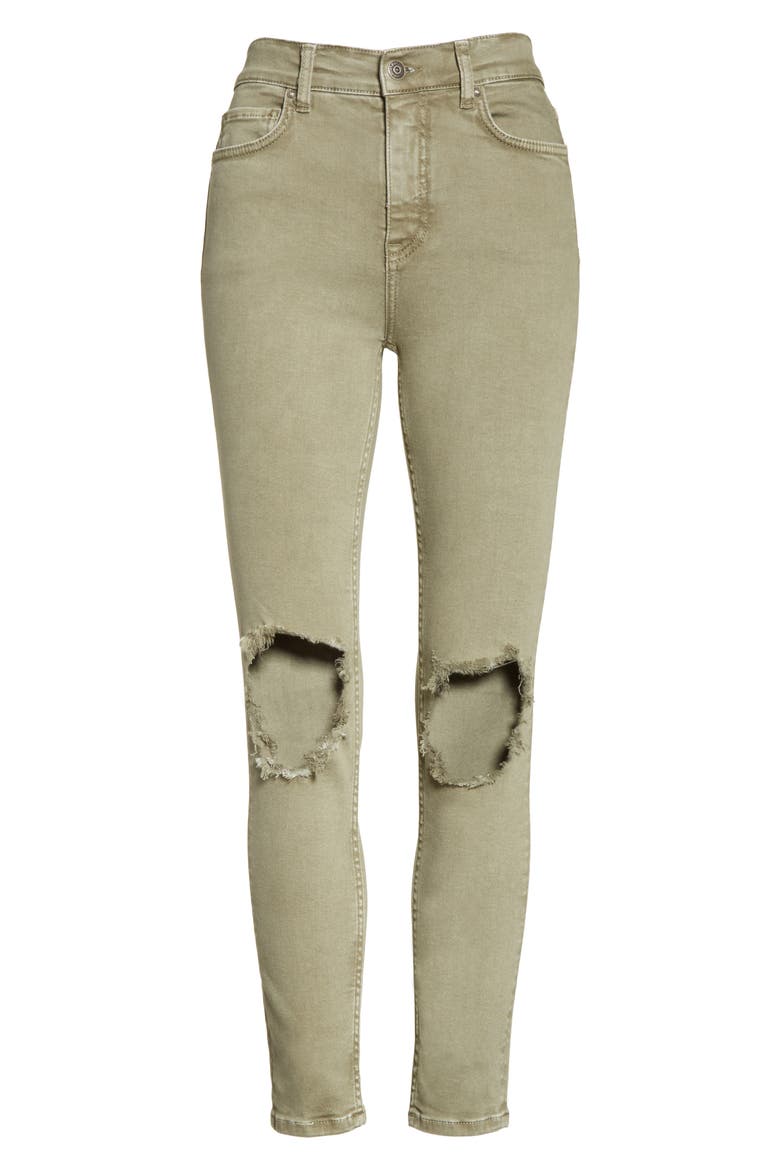 We the Free by Free People High Rise Busted Knee Skinny Jeans, Alternate, color, MOSS