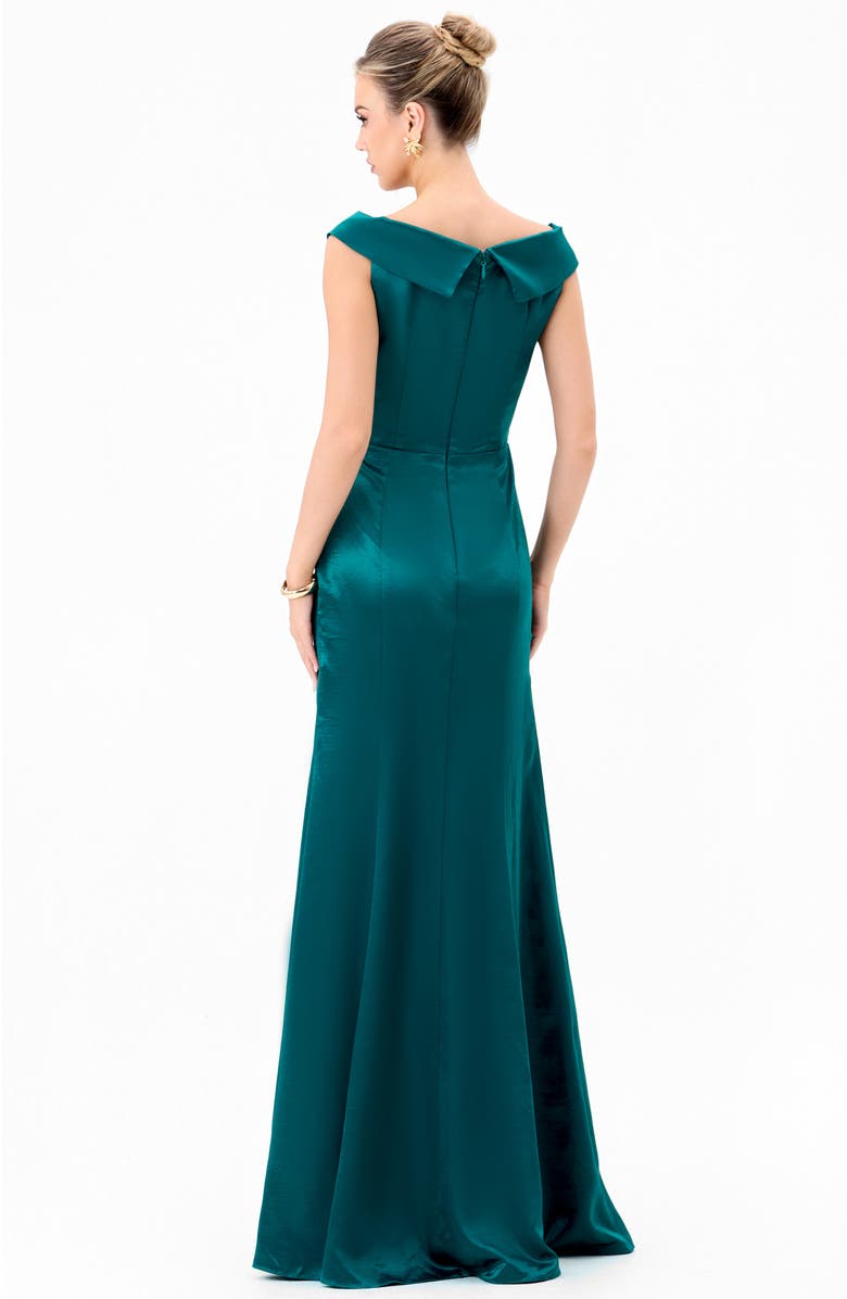 Bariano Aliana Off Shoulder Gown, Alternate, color, Teal