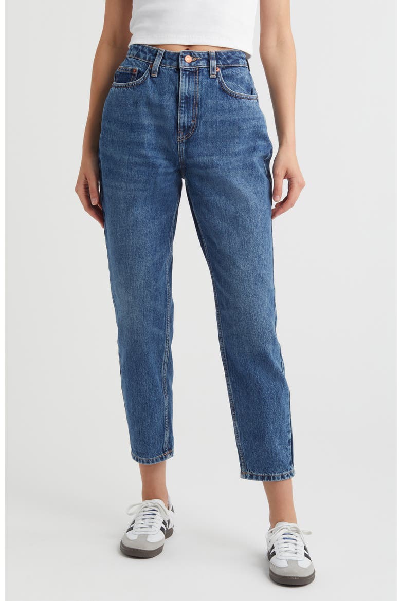 High Waist Tapered Mom Jeans, Main, color, MEDIUM BLUE