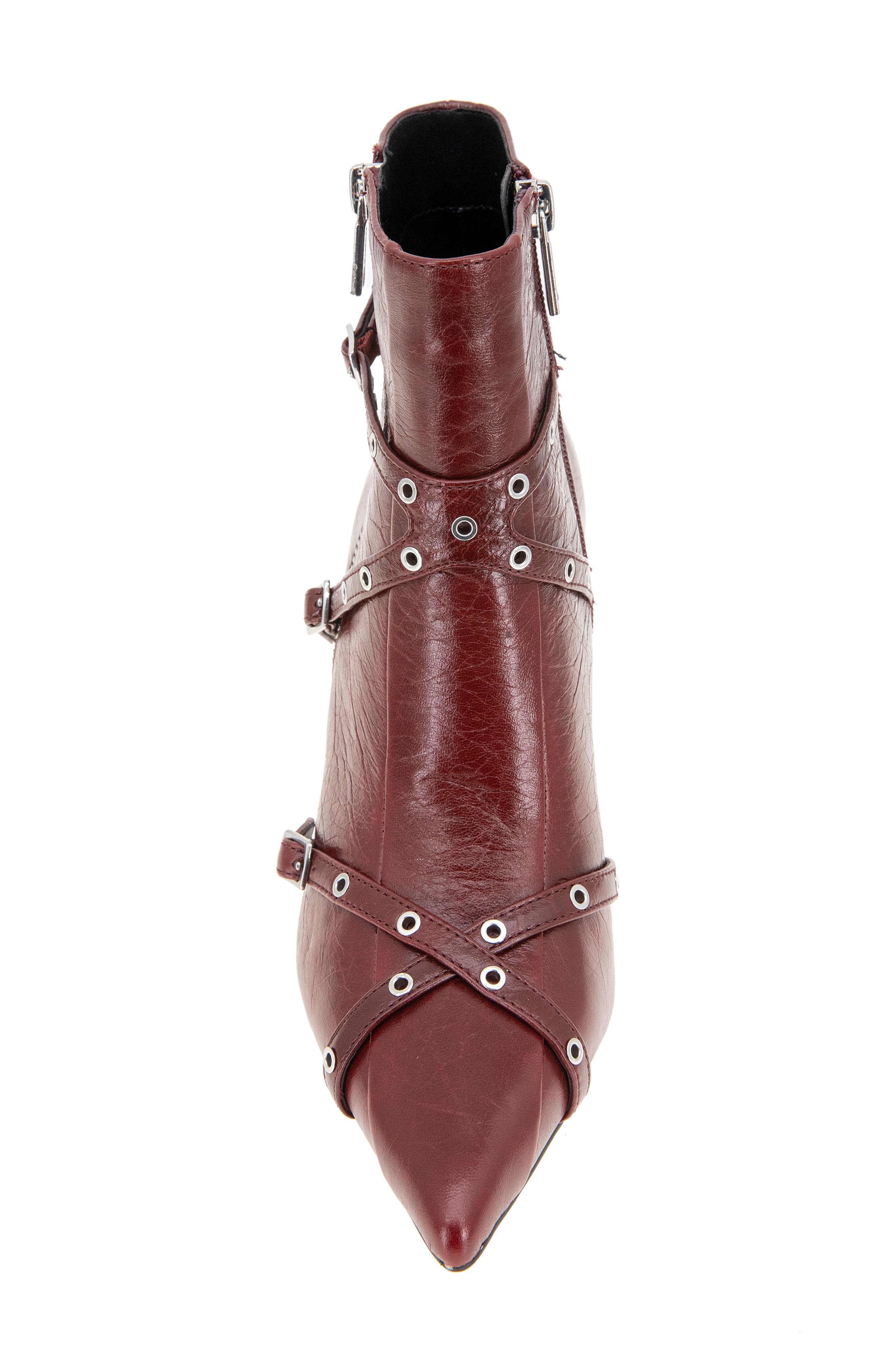 Kenneth Cole Umi Pointed Toe Moto Bootie, Alternate, color, Rio Red Leather