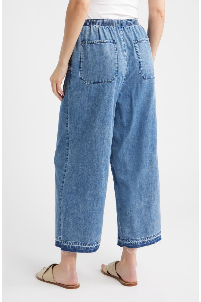 Drawstring Raw Hem Wide Leg Pants, Alternate, color, VINTAGE WASH