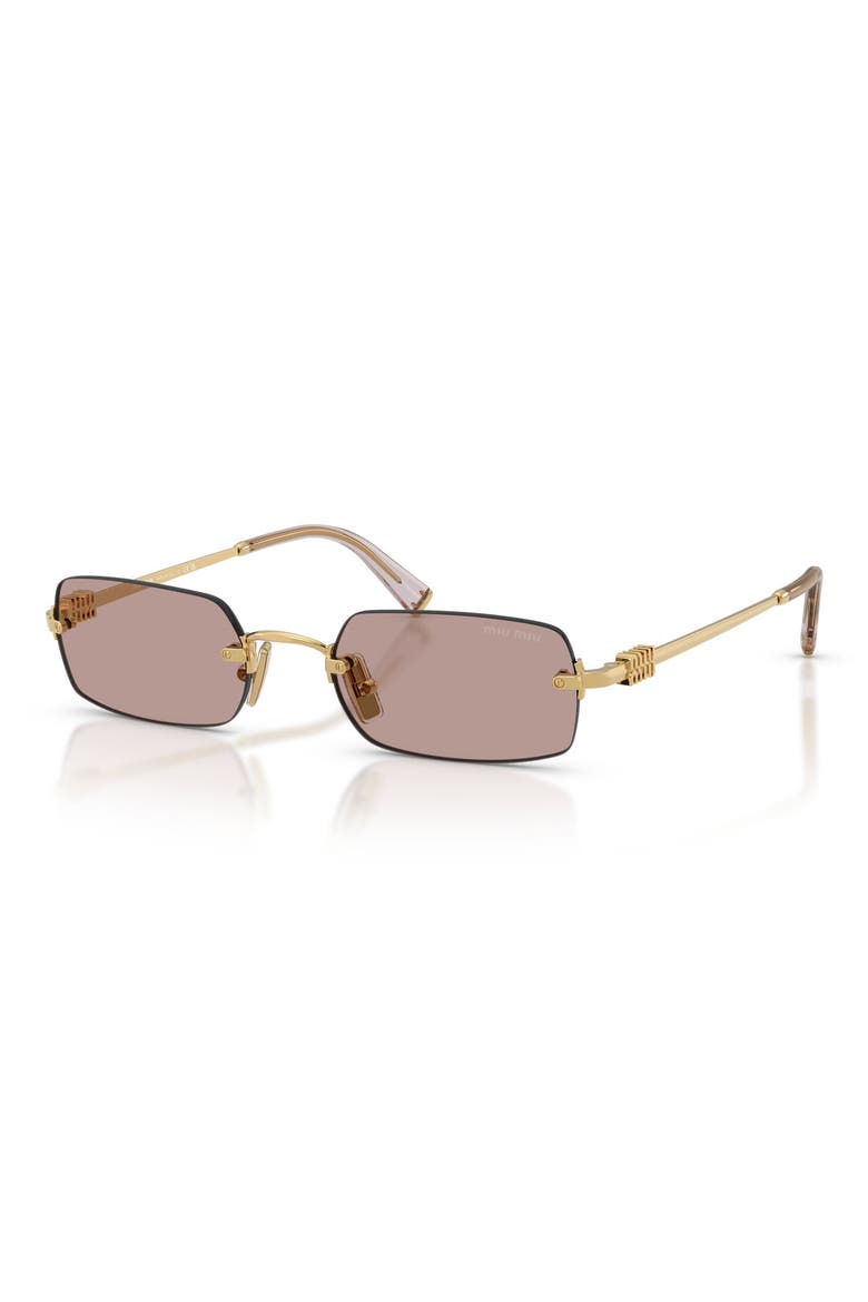 52mm Rectangular Sunglasses, Alternate, color, GOLD / LIGHT PURPLE BROWN