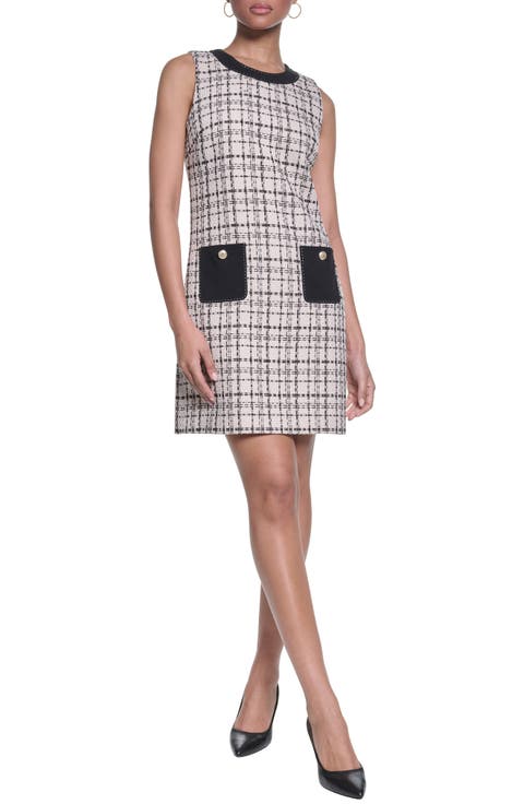 Contrast Stitch Sleeveless Tweed Minidress