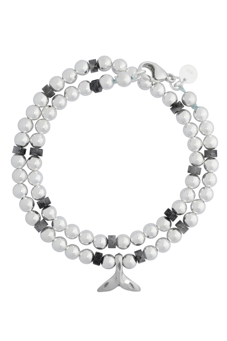 Women's Sterling Silver & Gemstone Double-Wrap Bracelet, Main, color, Silver