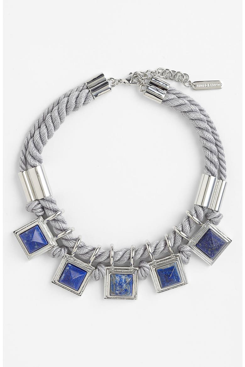 'Pyramid Rocks' Collar Necklace, Main, color, LAPIS/ SILVER/ GREY