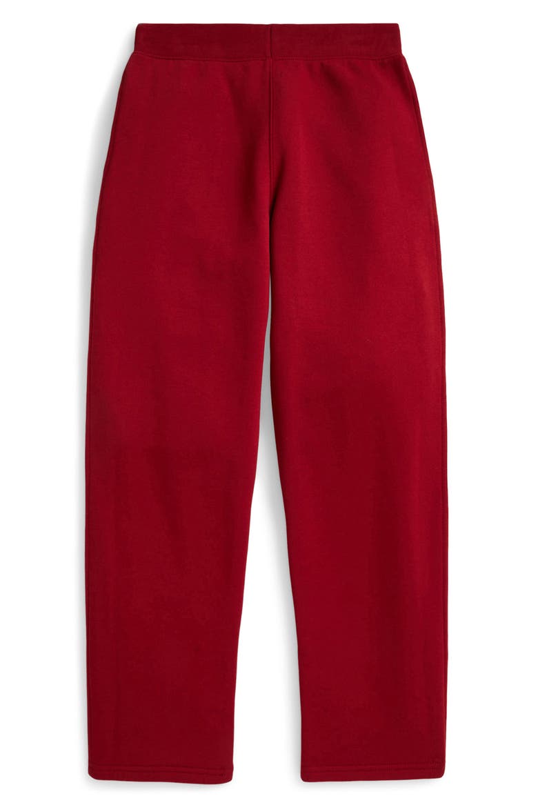 Kids' Velvet Appliqué Wide Leg Sweatpants, Alternate, color, EATON RED