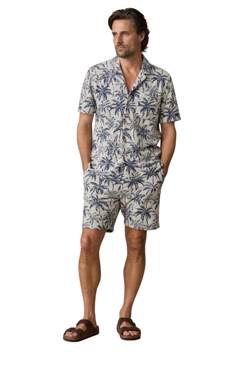Cabana Leaf Jacquard Terry Cloth Sweat Shorts, Alternate, color, IVORY TROPIC TREES