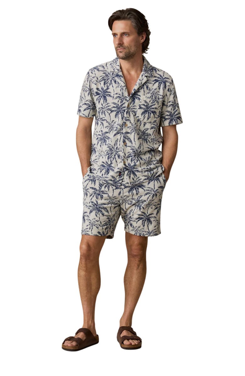 Faherty Cabana Leaf Jacquard Terry Cloth Sweat Shorts, Alternate, color, Ivory Tropic Trees