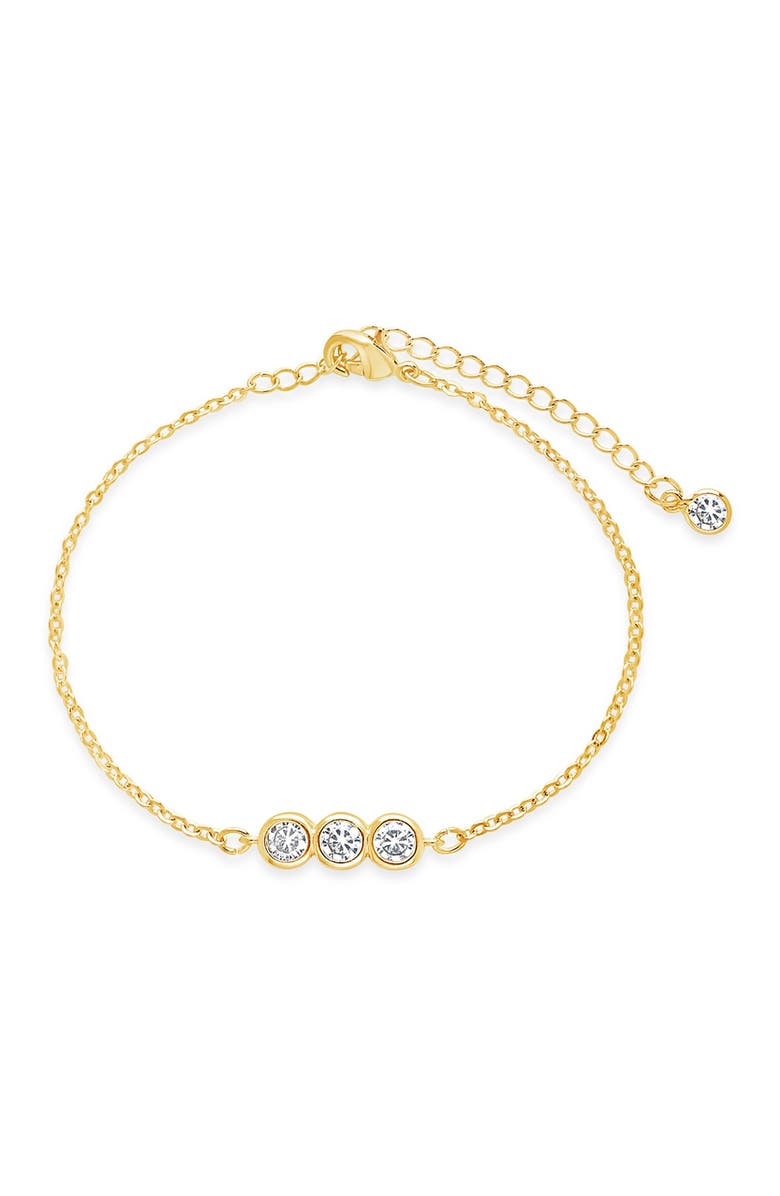 Sterling Forever Silver Bezel Station Bracelet, Main, color, Gold