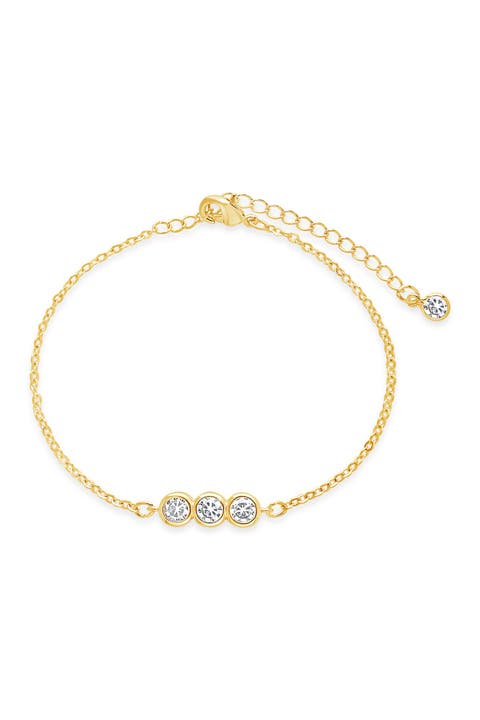 Silver Bezel Station Bracelet