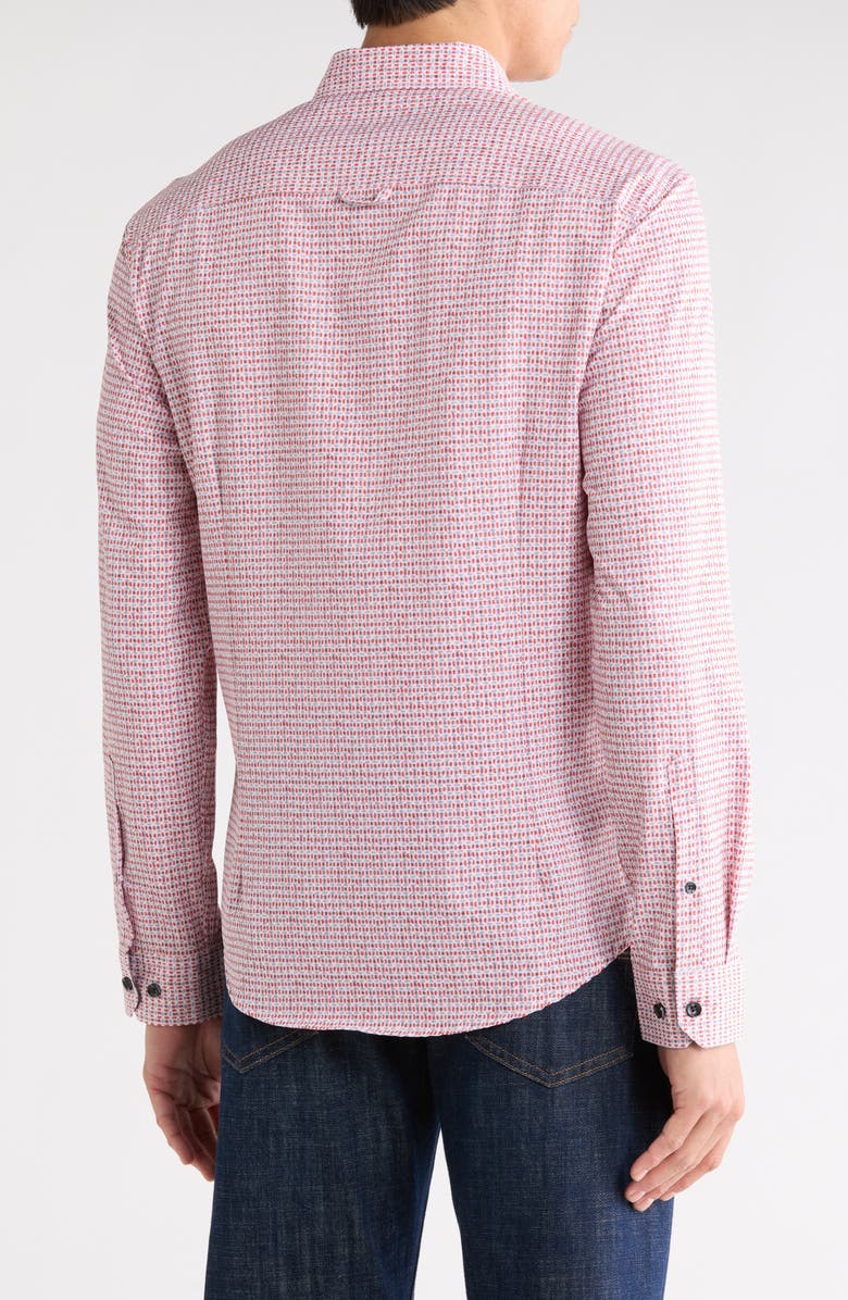 Brooklyn Brigade Geometric Watercolor Button-Up Shirt, Alternate, color, Red