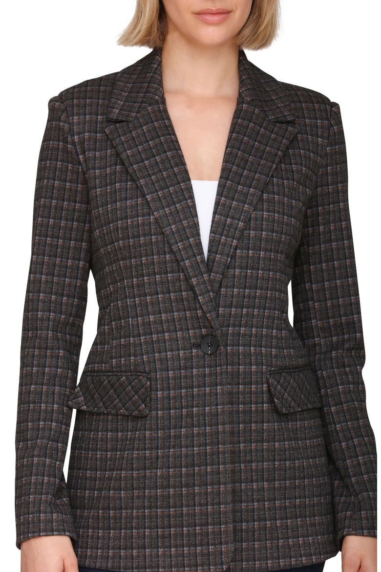 Tailored One-Button Blazer, Alternate, color, BLUE-GREY