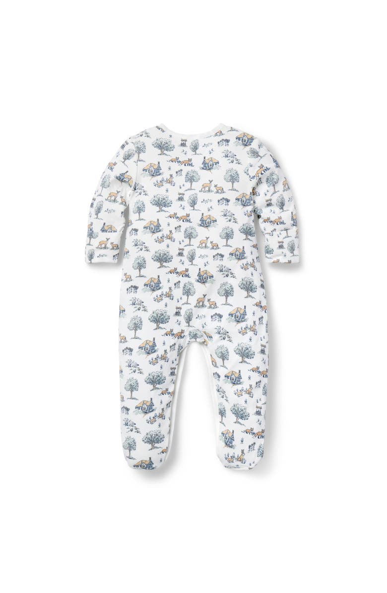 Janie and Jack Woodland Toile Wrap Footed One-Piece, Alternate, color, White