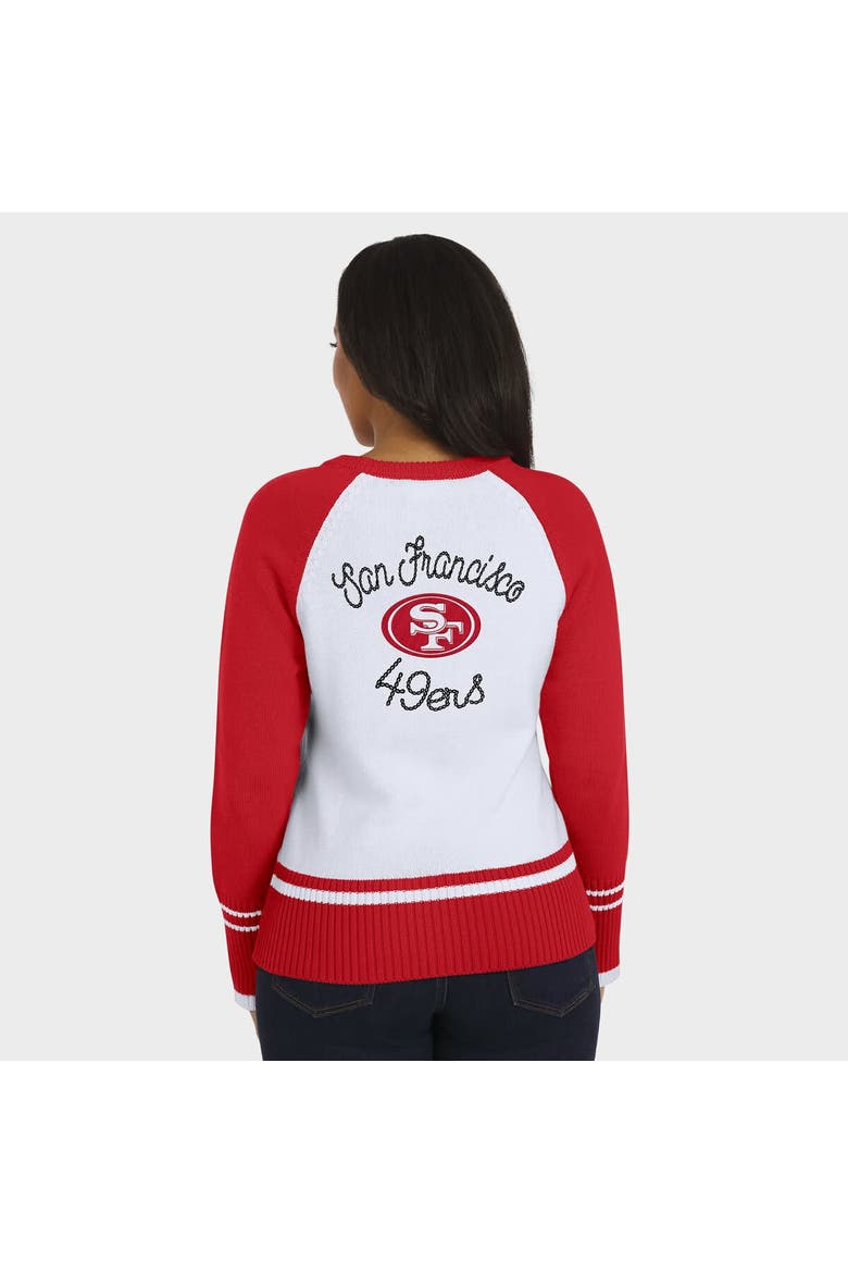 Women's WEAR by Erin Andrews White/Scarlet San Francisco 49ers Colorblock Raglan Sweater, Alternate, color, White