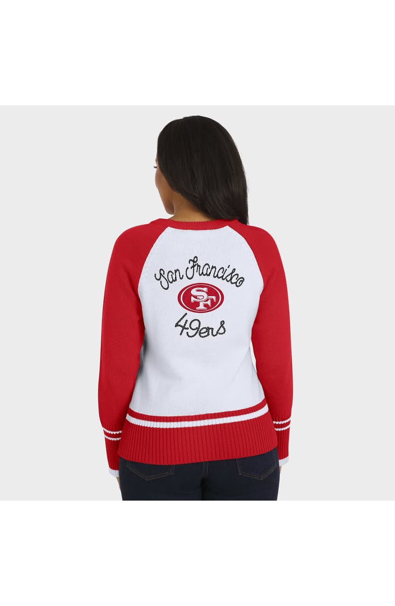 WEAR by Erin Andrews Women's WEAR by Erin Andrews White/Scarlet San Francisco 49ers Colorblock Raglan Sweater, Alternate, color, White