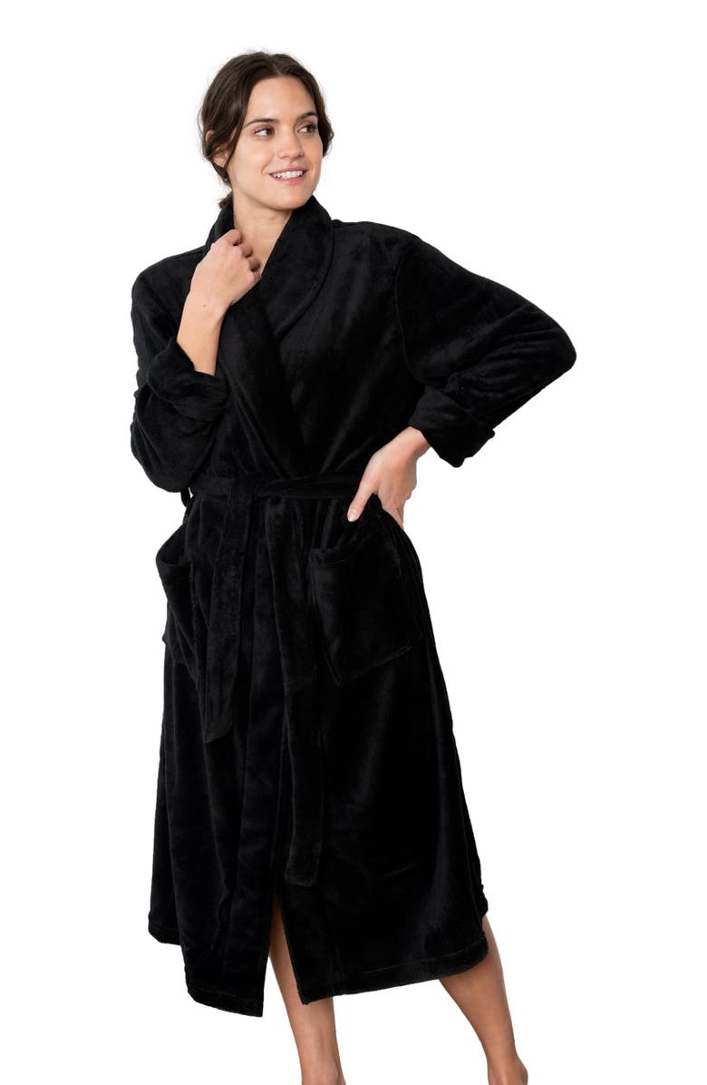 Leveret Women's Micro Fleece Robe, Alternate, color, Black