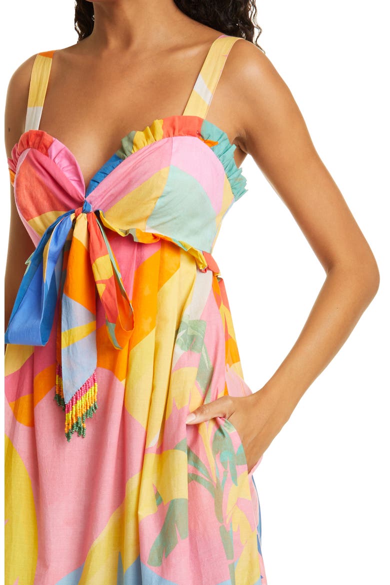 Tropical Sunset Tie Front Dress, Alternate, color, TROPICAL SUNSET