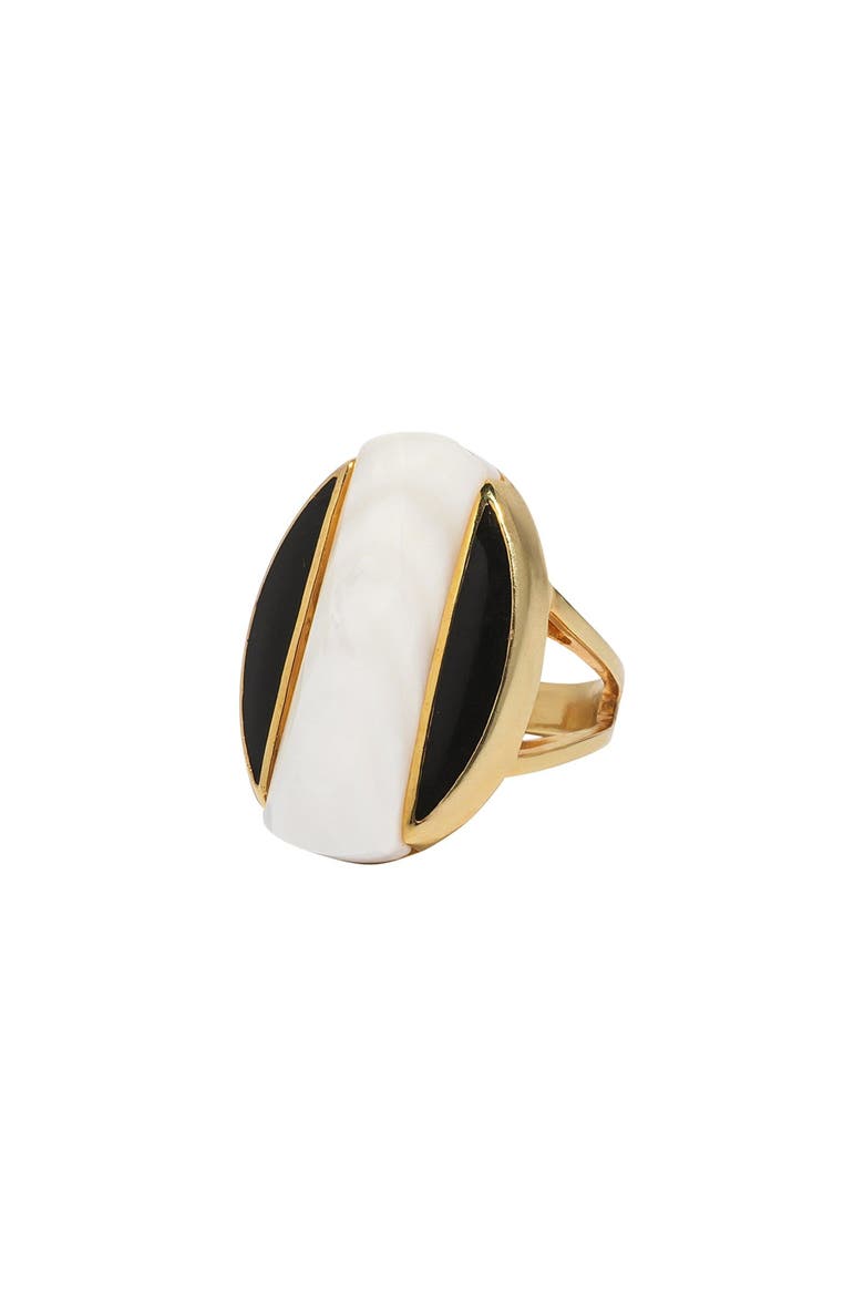Saraswati Mother of Pearl Boundaries Ring, Alternate, color, White & Black