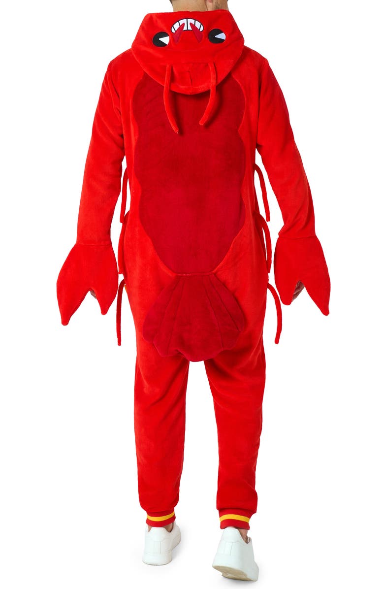 OppoSuits Lobster Hooded Fleece Costume Jumpsuit, Alternate, color, Red